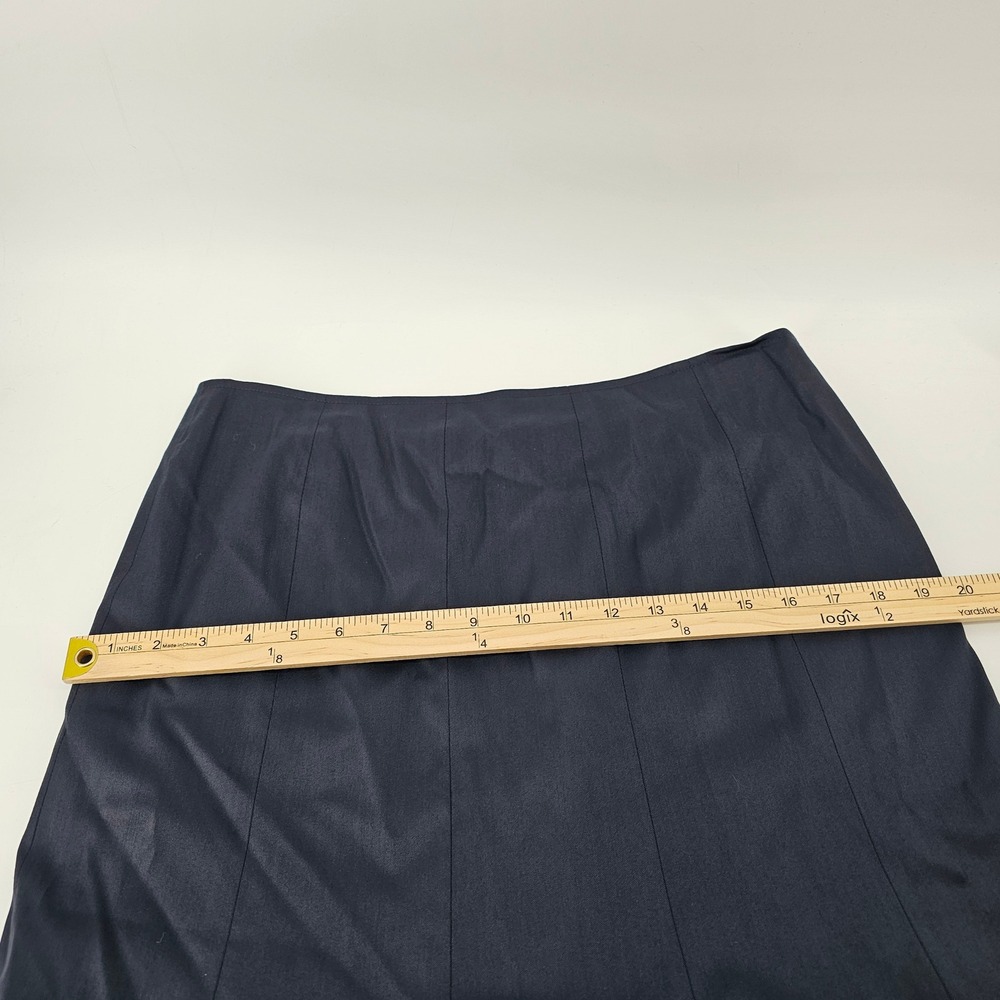 Doncaster Trumpet Skirt Womens 12 Navy Blue Wool Blend Paneled Midi Flared Hem - Picture 4 of 6